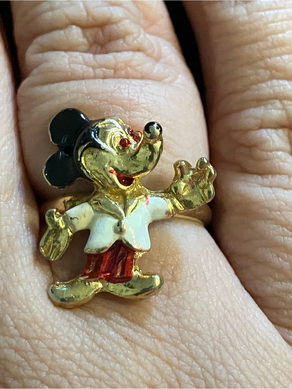 Vintage Walt Disney Productions Mickey Mouse Enamel Earring & Ring Set Pre-1986 - Picture 2 of 9